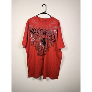 Southpole Men's Shirt Red Spellout Raised Velvet Accents Streetwear Y2K Sz 4XL